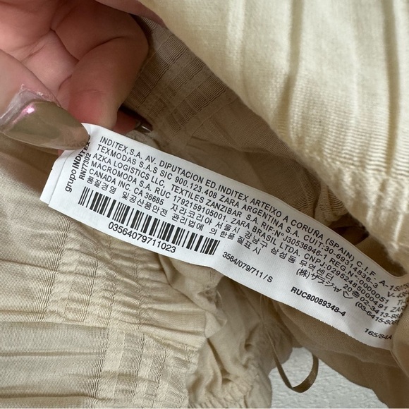 Zara Combination Strap Balloon Tank Top Cream Black Stripe Boho Size Small - Picture 4 of 6